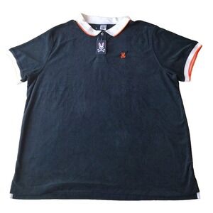 Psycho Bunny Polo Shirt Man's 3XL Big and Tall Black White Orange Greyson Terry